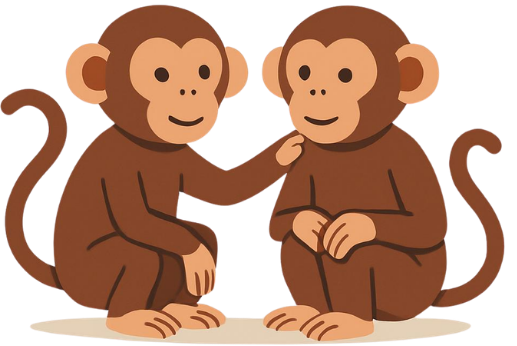 Ilustración de monos apoyándose